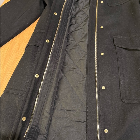Ann Taylor Black Utility Jacket with Faux Fur Trim - Picture 7 of 8